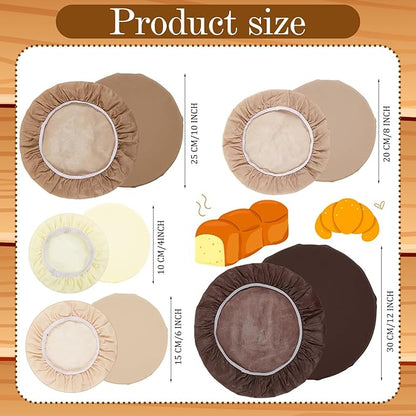 5 Pcs Beeswax Bowl Covers Reusable for Bread Proofing 5 Size Beeswax Elastic Cotton Bowl Covers for Fruits Food Storage(Brown)