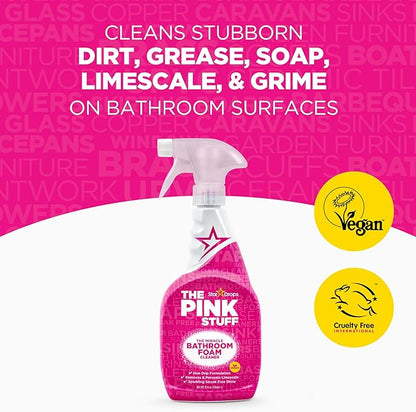 Stardrops - The Pink Stuff - Miracle Bathroom Foam Cleaner - Baths, Tiles, Soap Scum, Limescale, Streak Free,750ml (Pack of 2)