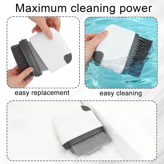 2pcs 2-in-1 Groove Cleaning Brush, 2025 Upgraded Crack Cleaner Tool Handheld Grout Brush for Window Tracks Sliding Doors Sills Tile Lines (Dark Gray)