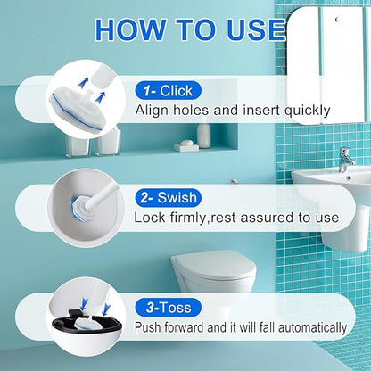 Disposable Toilet Brush and Holder Set, with 30 PCS Toilet Bowl Wand refills for Clorox.