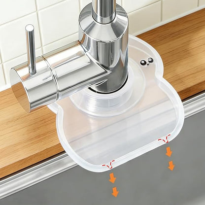 Silicone Faucet Mat for Kitchen Tap Compact Sink Splash Guard Protectors Behind Draining,Clear 2PCS