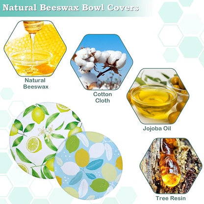 2 Large Reusable Beeswax Bowl Covers for Bread Proofing, 10/12 Inch Elastic Beeswax Wraps Cotton Cloth Sourdough Bowl Covers for Proofing Baskets, Mixer Bowls, Food Storage Containers
