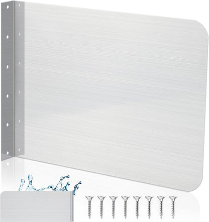 Amylove 20 x 12 Inch Stainless Steel Splash Guard Stainless Steel Wall Mount Guard with Screws for Bathroom Sink Side Sink Splash Prep Sinks Protector for Commercial Kitchen Restaurant