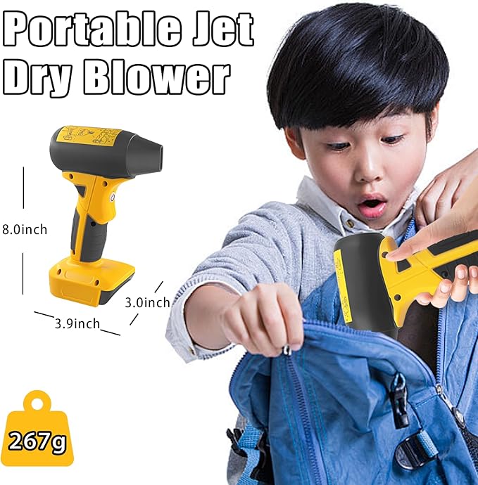 Mini Jet Dry Blower Turbo Fan for Dewalt 20V Max Battery, 130000RPM Cordless Portable Handheld Fan Blowers for Car, Leaf Blower, Cleaning, Camping, Workshops, Lawns (Battery not Included)