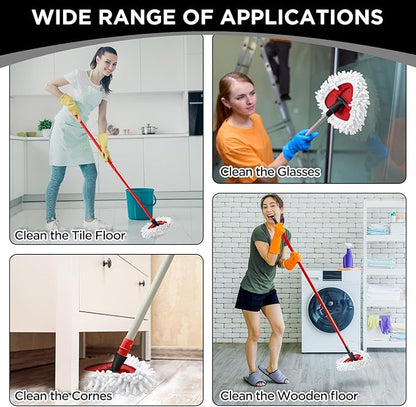 Baderke 3 Pack Chenille Mop Heads Replacements Compatible with 1 Tank System Chenille Duster Replacement Heads Microfiber Spin Mop Refill Pads Reusable Dust Refills for Floor Cleaning (White)