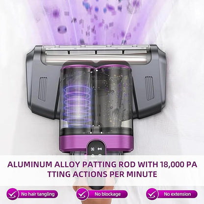 Cordless Mattress Vacuum Cleaner, 16Kpa Handheld Bed Vacuum with 253.7nm UV-C Light, Ultrasonic, Widened Suction, Low Noise, HEPA Filtration for Mattress Sofa Couch Pet Hair, Purple