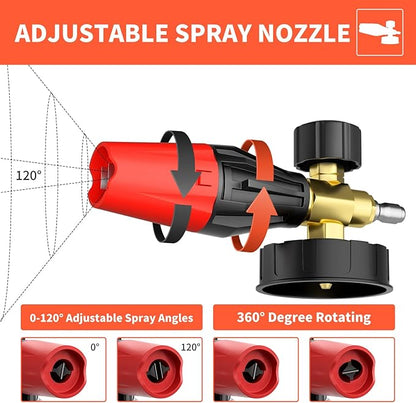 Pressure Washer Gun with Foam Cannon & 50ft Power Washer Hose, 3600PSI Pressure Washing Kit with 15" Extension Wand & 7 Nozzle Tips, 3/8'' Quick Connector & M22 15mm/14mm Fittings