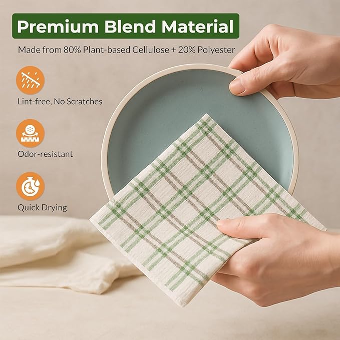 Swedish Dishcloths, 8-Pack Plant-Based Cellulose, 6.7x7.5 Inch, Super Absorbent, Rust, Green, Burgundy, Machine Washable