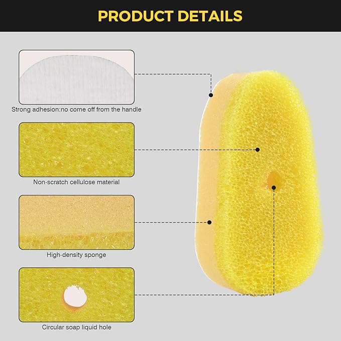 Sponge Refills for Scrub Daddy Dish Daddy - 20 Packs Dish Wand Refills, Scrub Brush Replacement Heads, Dish Brush Replacement Head for Kitchen Cleaning, Yellow (Only Sponge Heads)