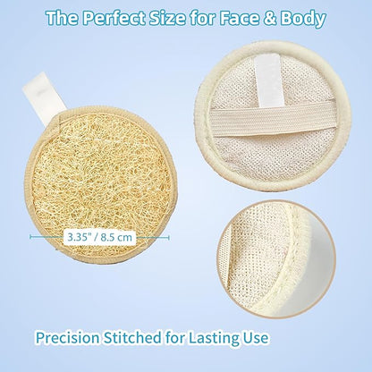 Natural Loofah Face Scrubber,Exfoliating Facial Scrub Pads Made from Organic Luffa for Women and Men (3.35", 4Pack)