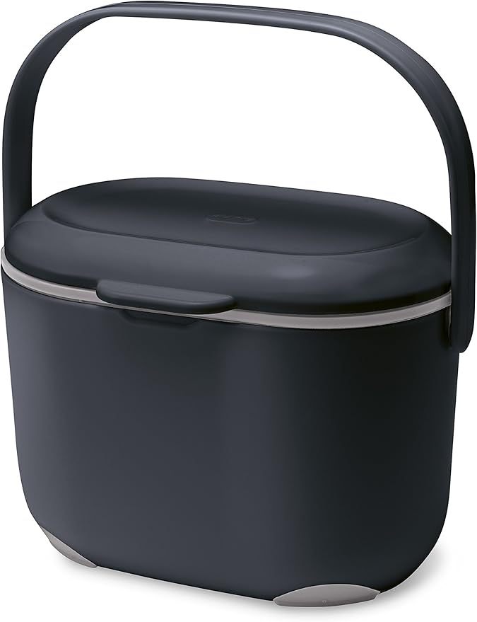 Addis 2.5 Litre Kitchen Compost Caddy, Black/Grey, 2.5L