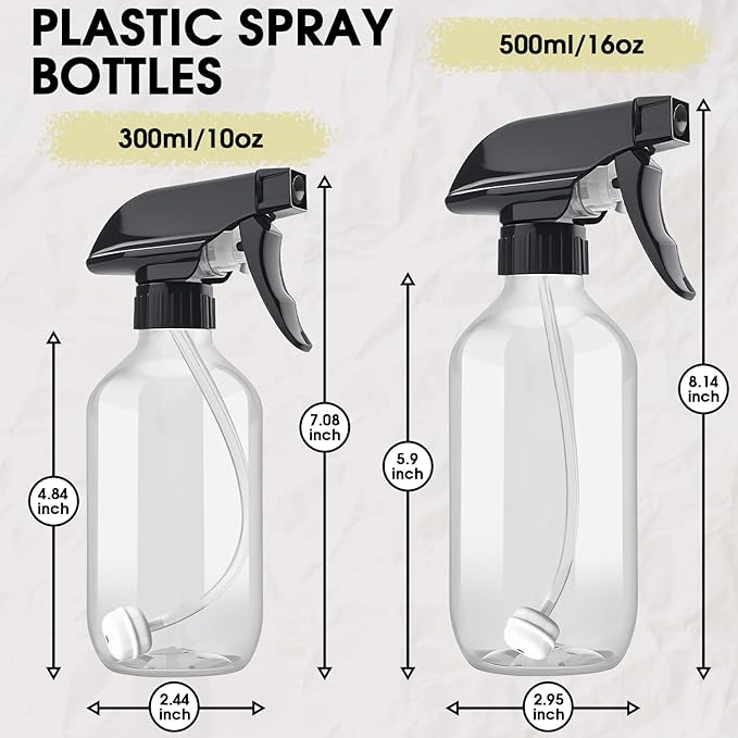2 Packs Plastic Spray Bottles 360°Water Spray Bottle for Cleaning - 10 oz/300 ml Upside Down Spray Bottle Refillable Small Squirt Bottle with Adjustable Nozzle for Hair, Cooking, Plant, Pet (Green)