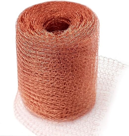 1-Pack Pure Copper Mesh Roll, Heavy Duty Rodent Control Mesh, Excluder Mesh for Rodents, Copper Wool for Blocking Holes, for Sealing Cracks, Gaps, Vents, and Protecting Garden Plants (5in x 33ft)