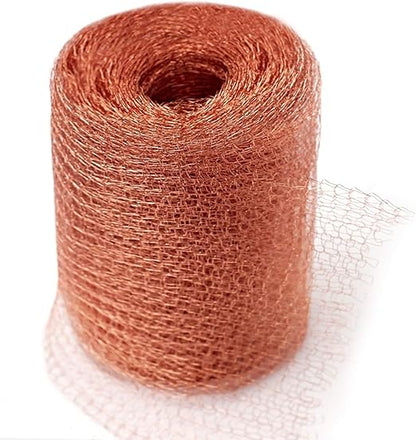 1-Pack Pure Copper Mesh Roll, Heavy Duty Rodent Control Mesh, Excluder Mesh for Rodents, Copper Wool for Blocking Holes, for Sealing Cracks, Gaps, Vents, and Protecting Garden Plants (5in x 20ft)