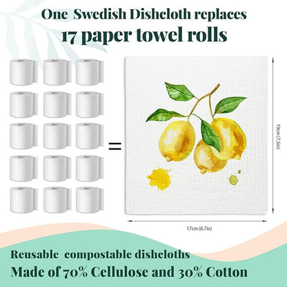 Swedish Dishcloths for Kitchen, Spring Swedish Dish Cleaning Cloths for Friut, Papaya Reusable Paper Towels, 4 Pack Dish Towels for Kitchen, Reusable Sponge Cloths Washable