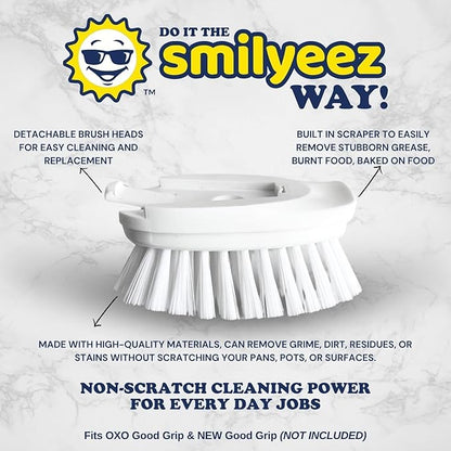 Smilyeez Replacement for OXO Dish Brush Refill Head, 4-Pack, Easy to Install Dish Brush Replacement Head, Dishwand Refills for OXO Brush