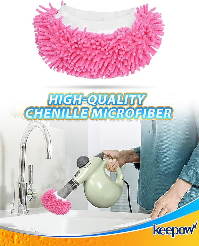 KEEPOW 10 Pack Steam Cleaner Attachments for Most Handheld Steam Cleaner Microfiber Cloths Cover Compatible with Bissell Steam Shot Omni/Wagner/McCulloch/Phueut Steam Cleaner Accessories