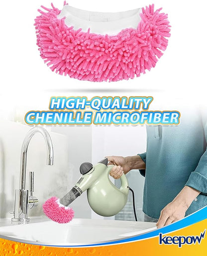KEEPOW 10 Pack Steam Cleaner Attachments for Most Handheld Steam Cleaner Microfiber Cloths Cover Compatible with Bissell Steam Shot Omni/Wagner/McCulloch/Phueut Steam Cleaner Accessories