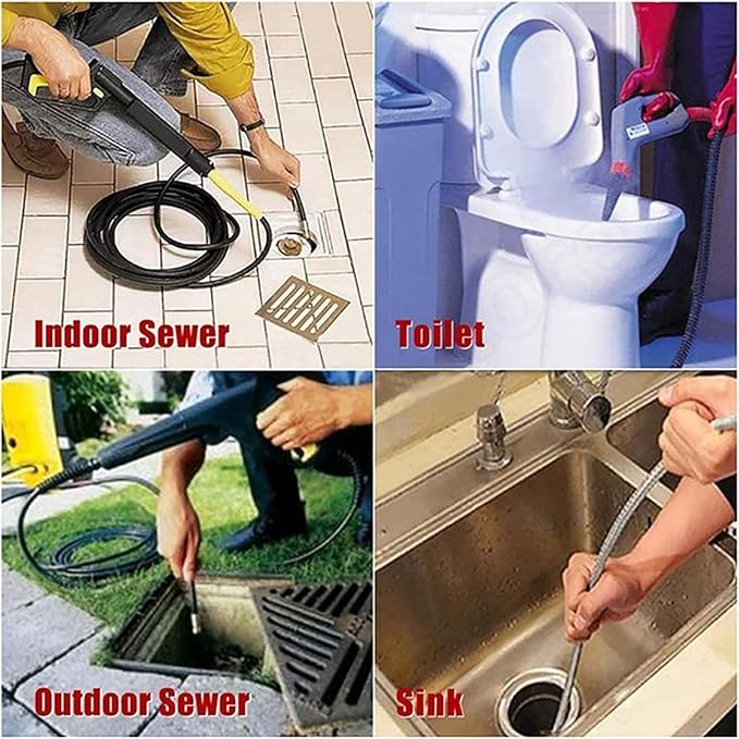 Sewer Cleaning Tool High-Pressure Nozzle, 2 Pack Sewer Jetter Kit for Pressure Washer, Stainless Steel, 1 Front Jet and 6 Rear Jets Sewer Jetter Nozzle with 1/4" Quick Connector, 5000Psi (A)