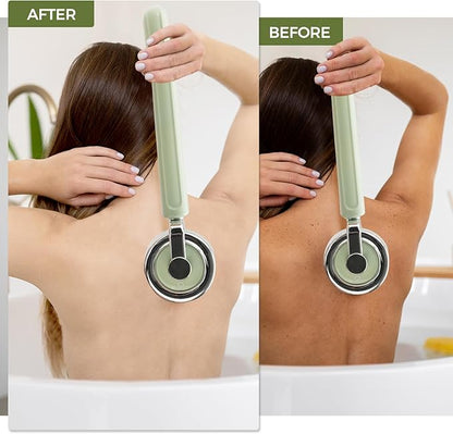 Electric Body Bath Brush for Shower, Rechargeable Body Brush with Detachable Long Handle and 5 Heads, 3 Speeds Bath Brush for Skin Care, Basic Cleaning and Massage (Sliver)
