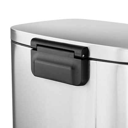 Elama Kitchen, Home and Office Versatile Step Trash/Recycling Bin with Slow Close Mechanism (13 Gallon Silver)