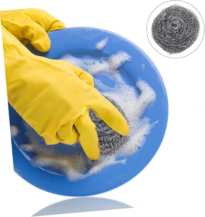 KICHOUSE 6Pcs Pot Scrubbers Metal Cleaning Balls for Pots Pans and Grills for Tough Stains and Removal Easy to Use Non Damaging Design