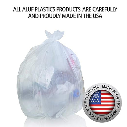 Aluf Plastics SCR-404816C 45 Gallon Clear Trash Bags (250 Count) - 39' x 46' - 16 Micron Equivalent High Density Value Garbage Bags Can Liners for Bathroom, Office, Industrial, Commercial, Recycling