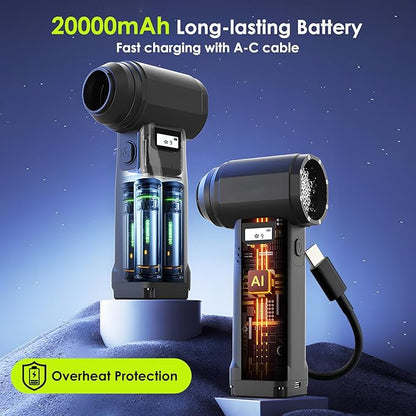 Electric Compressed Air Duster, 300,000RPM Cordless Air Blower for Dust Removal, Duster/Vacuum 2-in-1 with 10 Speeds, 20000mAh Rechargeable & 4 Nozzles Dust Blower for PC, Keyboard, Car, Outdoor