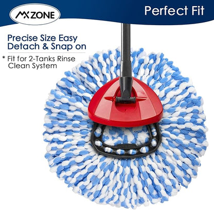 4 Pack Spin Replacement Heads Compatible with O Ceda EasyWring RinseClean 2-Tank System, Microfiber, Blue