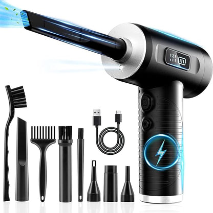 Compressed Air Duster & Vacuum Cleaner-3 Gear Adjustable 100000RPM Handheld Car Vacuum/Air Blower,Electric Air Duster with LED Light for Keyboard Electric Devices Cleaning.Replaces Compressed Air Cans