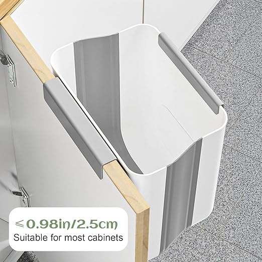Collapsible Hanging Trash Can, Compost Bin Kitchen with 60pcs of Garbage Bags, 2.6 Gallon Plastic Folding Garbage Bin for Cabinet, RV, Camping, Bedroom