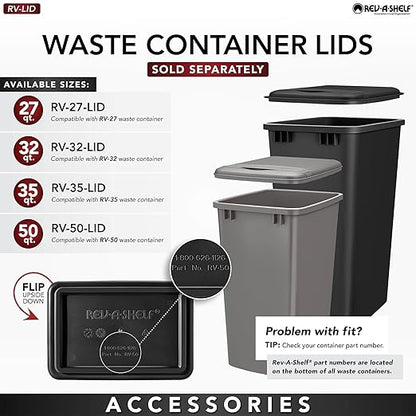 Rev-A-Shelf Pullout Trash Cans for Kitchen Cabinet, Dual 35 Qt Bins with 15" Wood Frame - Large Garbage Bin Containers for Home Waste Storage and Recycling