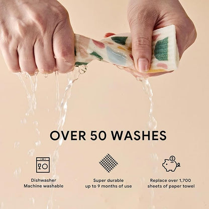 RECYCO Swedish Dishcloths for Kitchen | 5 Pack Urban Boho Terrazzo Washable Dish Rags | Cellulose Reusable Cleaning Paper Towels | Absorbent Counter Dish Cloth Sponge Kitchen Wipes, 8" L x 7" W
