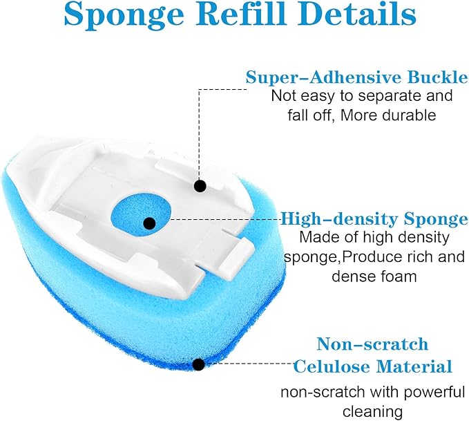6 Pcs Dishwasher Sponge Dishwand Refills Scrubber Sponges Non Scratch Head Replacement for Dish Wand Heavy Duty Scrub Dots Brushes Soap Control Dispenser Scrubber Pads for Kitchen Cleaning