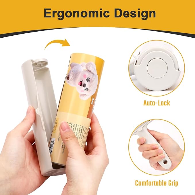 Extra Sticky Lint Roller with 1 Upgraded Handles, 90 Sheets (1 Roll), Effectively Removes Pet Hair, Lint & Fur from Clothes, Couches, Furniture, and Carpet