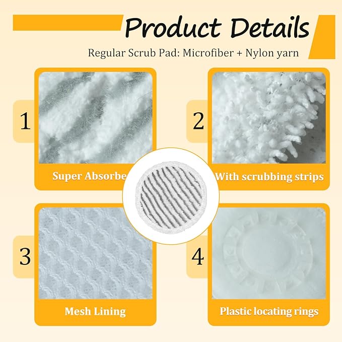 S7000 Replacement Steam Mop Pads for Shark S7001 S8201 S7000AMZ S8001 S7000 S7001TGT S7005 S7020 steam and Scrub mop Frosted Pad with Serrated Locator Ring（6Pack） (Gray)