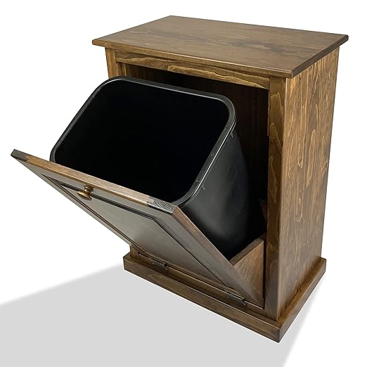 Peaceful Classics Tilt Out Trash Cabinet - Wooden Pull Out Cabinet, Decorative Trash Bin for Kitchen, Bedroom, & Home Patio, Tilt Out Laundry Hamper - Special Walnut