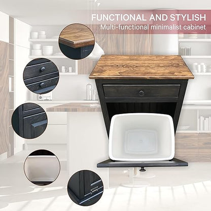 Peaceful Classics Tilt Out Trash Cabinet - Wooden Pull Out Cabinet, Decorative Trash Bin for Kitchen, Bedroom, & Home Patio (Mocha)