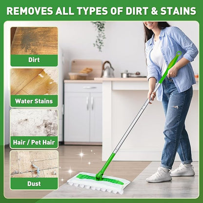 100ct Dry Sweeping Cloths for Swiffer Sweeper Mop, Heavy Duty Microfiber Duster Mop Pad Refills, Captures Dust & Pet Hair, for Hardwood Floors and Multi-Surface Cleaning