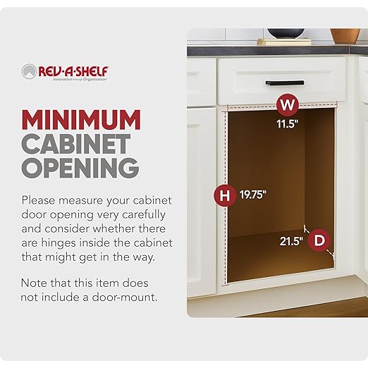 Rev-A-Shelf 27 Qt / 6.75 Gal Steel Bottom Mount Double Pullout Waste Container w/Soft-Close for Base Kitchen Cabinets, Min Opening Width of 11.5", Gray, 54WC-1527SC-17-1