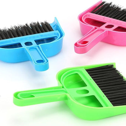 Pet Cage Broom Brush Dustpan Set - Small Cat Litter Sweeper for Pet Cage Clean and Car Keyboard Brush (Pink)