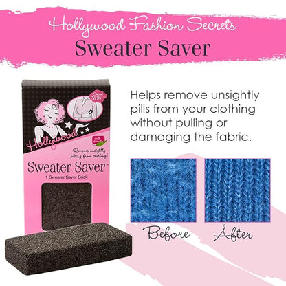 Hollywood Fashion Secrets Sweater Saver – Lint Remover Fabric Shaver & Depilling Tool, Fuzz & Pill Remover Stone for Sweaters, Coats & Clothes, 2 Pack