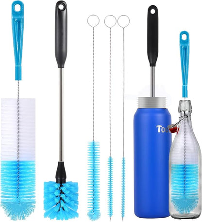 5 Pack Bottle Cleaner Brush, 15 Inches Stainless Steel Long Handle Baby Bottle Scrub Cleaning Brushes with Straw Cleaner Brush for Sports Water Bottle, Cups, Coffee Mugs, Glasswares