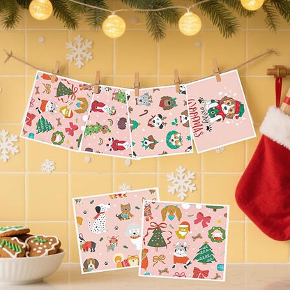 Dog Christmas Swedish Dish Cloths - 6PCS Christmas Swedish Dishcloths for Kitchen, Puppy Xmas Washing Reusable Dishes Towels, Holiday Washable Cleaning Sponge for Cleaning Quick Drying