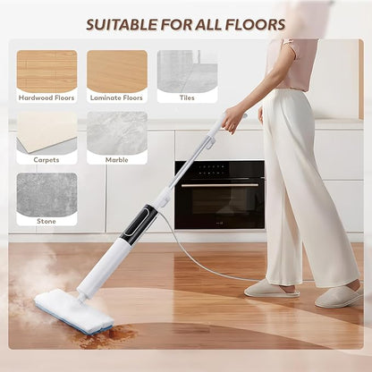 Steam Mop for Floor Cleaning with 3 Steam Mode, Quick 15s Heat-up, 284℉ Powerful Steam for for Wooden, Marble, Tile, Hardwood Floor, 3 Mop Pads