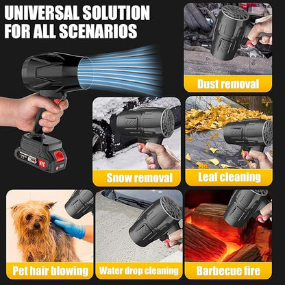 Cordless Leaf Blower Portable Dust Cleaner Handheld 500000RPM Compressed Air Duster, Electric Blower with 2 Battery and Charger&Adjustable Speed for Lawn Care,Patio Cleaning,Drying,Camping