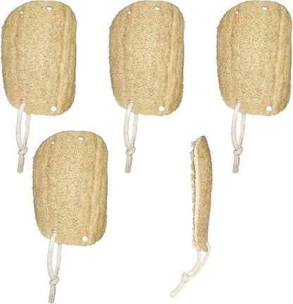 Natural Loofah Sponge with Handle, 5-Piece Replaceable Eco Sponges for Cleaning, Non-Scratch Scrubber for Dishwashing Cookware Pans, Kitchen Eco-Friendly Tools (5)