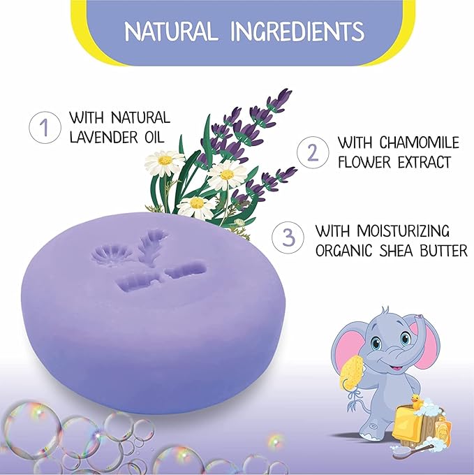 Set of 4 Organic Baby Soap Bars - Lavender-Chamomile, Goat Milk-Honey, Unscented, Greek Yogurt - Coconut Milk - All Natural Cold Process Soap Bars For Baby, Toddler, Kids - Safe for Sensitive Skin