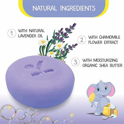 Set of 4 Organic Baby Soap Bars - Lavender-Chamomile, Goat Milk-Honey, Unscented, Greek Yogurt - Coconut Milk - All Natural Cold Process Soap Bars For Baby, Toddler, Kids - Safe for Sensitive Skin