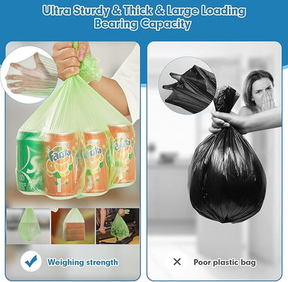 110 Counts Aklyaiap Small Trash Bags Biodegradable, Extra Thick & Strong 4 Gallon Trash Bag Green, Unscented Small Garbage Bags, Easy Tearing Waste Basket Liners for Kitchen, Bathroom, Bedroom, Office